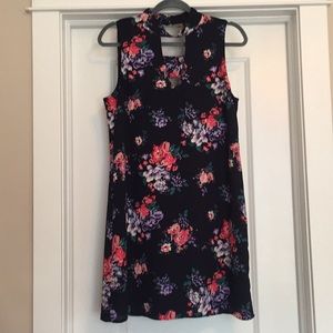 Navy Floral Swing Dress